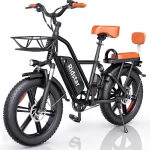 Electric Bike for Adults,750W 30-70Miles 48V 15AH Removable Battery Ebike 20" x 4.0 Fat Tire Beach Commuting E-Bike 2 Seater W/Fork Suspension UL2849
